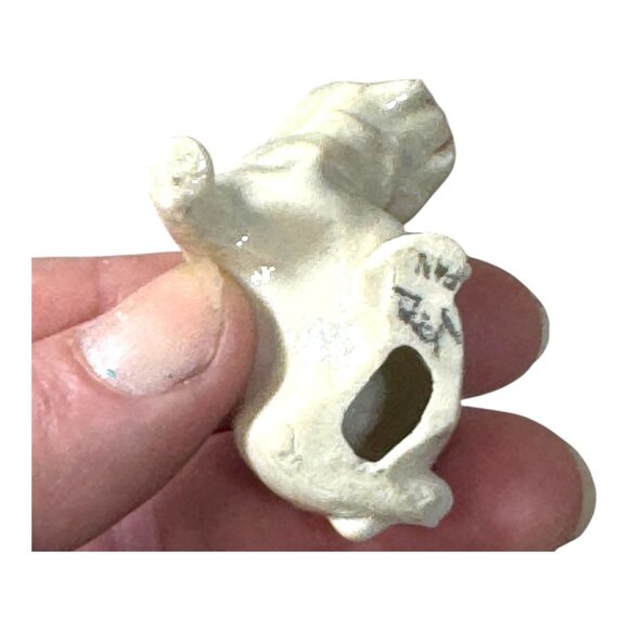 Vintage Ceramic French Bulldog Figurines Set O 3 White Glossy Lustre Finish Mini - Picture 6 of 10